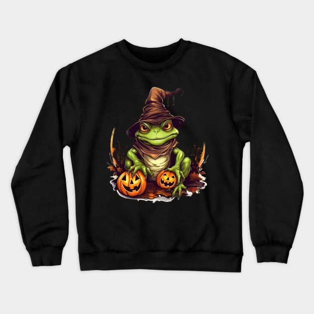 Frog Halloween Spooky Crewneck Sweatshirt by Merchweaver